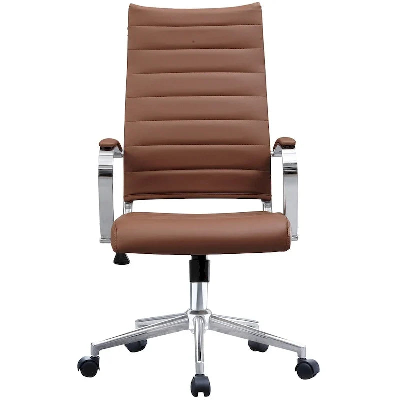 Fauteuil de bureau moderne à dossier haut en cuir PU nervuré, inclinable pour salle de conférence, ordinateur, chef, tâche de direction, patron