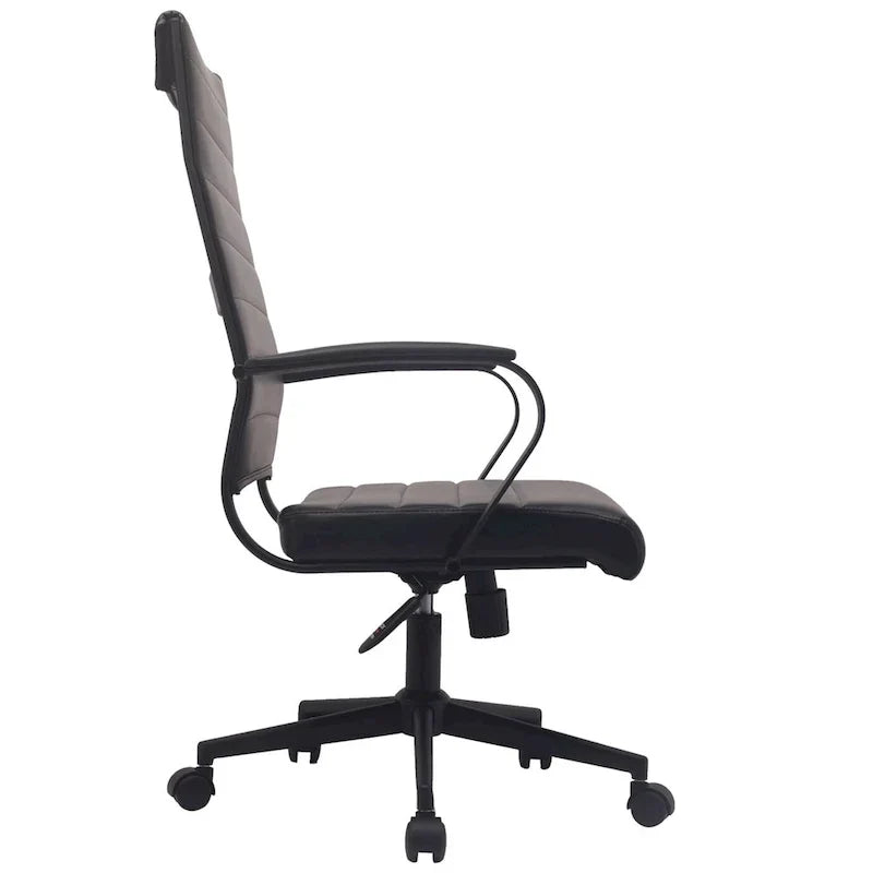 Fauteuil de bureau moderne à dossier haut en cuir PU nervuré, inclinable pour salle de conférence, ordinateur, chef, tâche de direction, patron
