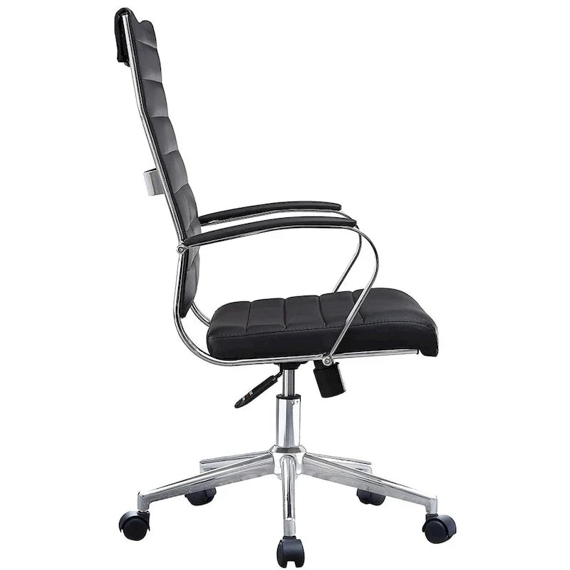 Fauteuil de bureau moderne à dossier haut, en cuir PU nervuré, pivotant et inclinable, pour salle de conférence, chaise de bureau avec coussin, pour patron