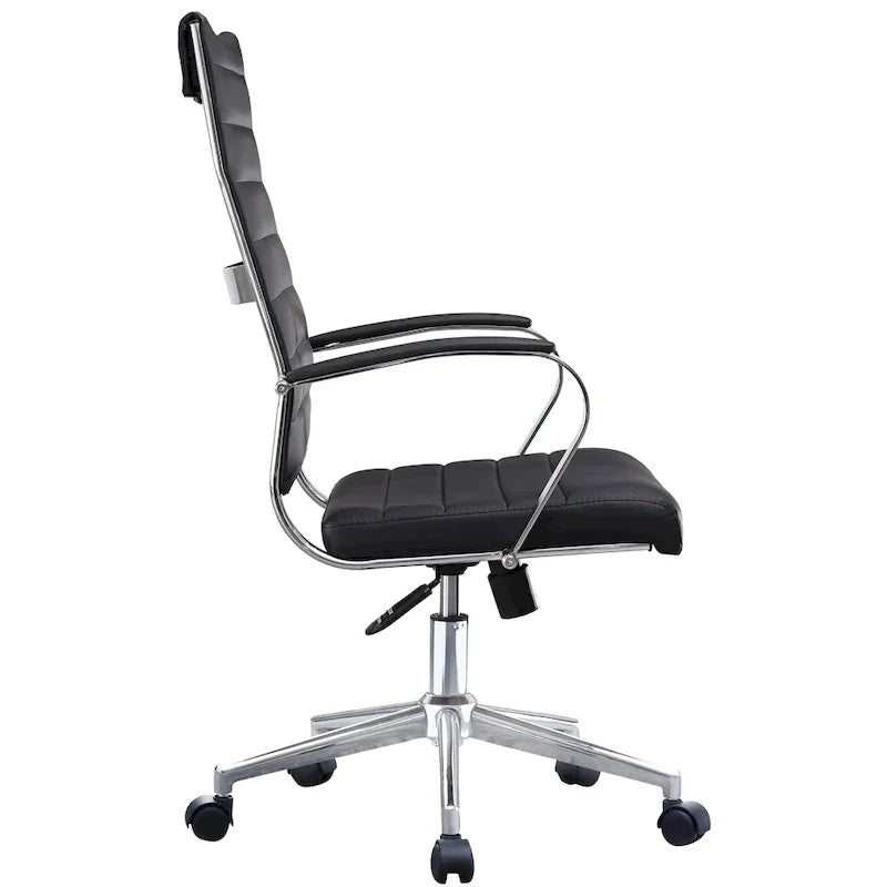 Chaise de bureau moderne haute avec dossier haut, en similicuir PU, pivotante, inclinable, réglable, avec coussin, modèle de designer, pour dirigeant
