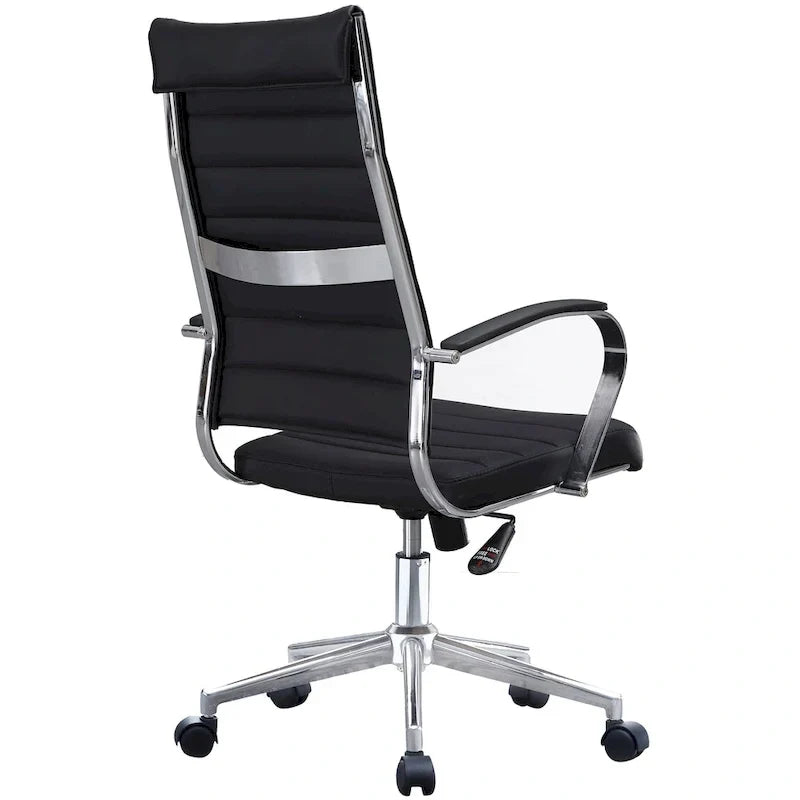 Chaise de bureau moderne haute avec dossier haut, en similicuir PU, pivotante, inclinable, réglable, avec coussin, modèle de designer, pour dirigeant