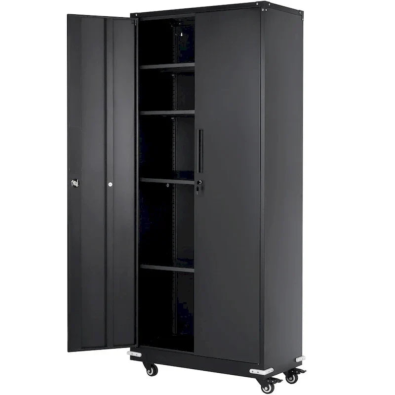 Armoire de rangement métallique verrouillable de 75 pouces avec 4 étagères réglables et 2 portes magnétiques