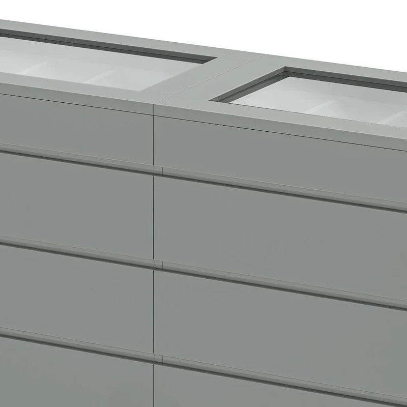 Commode 8 tiroirs Moasis avec lumière RVB, commode de rangement horizontale haute brillance
