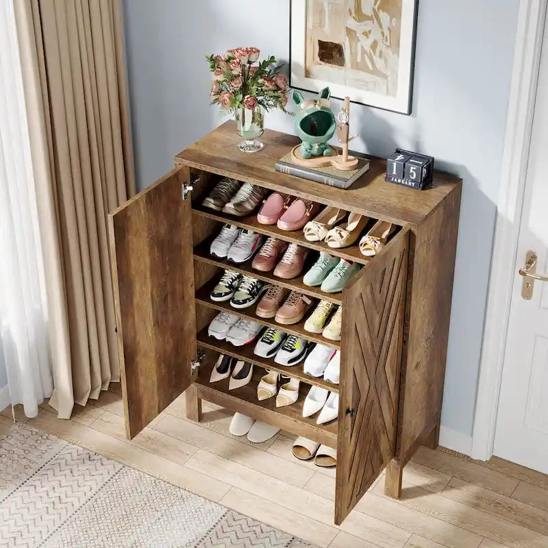 Armoire à chaussures 20 paires réglable avec portes pour entrée