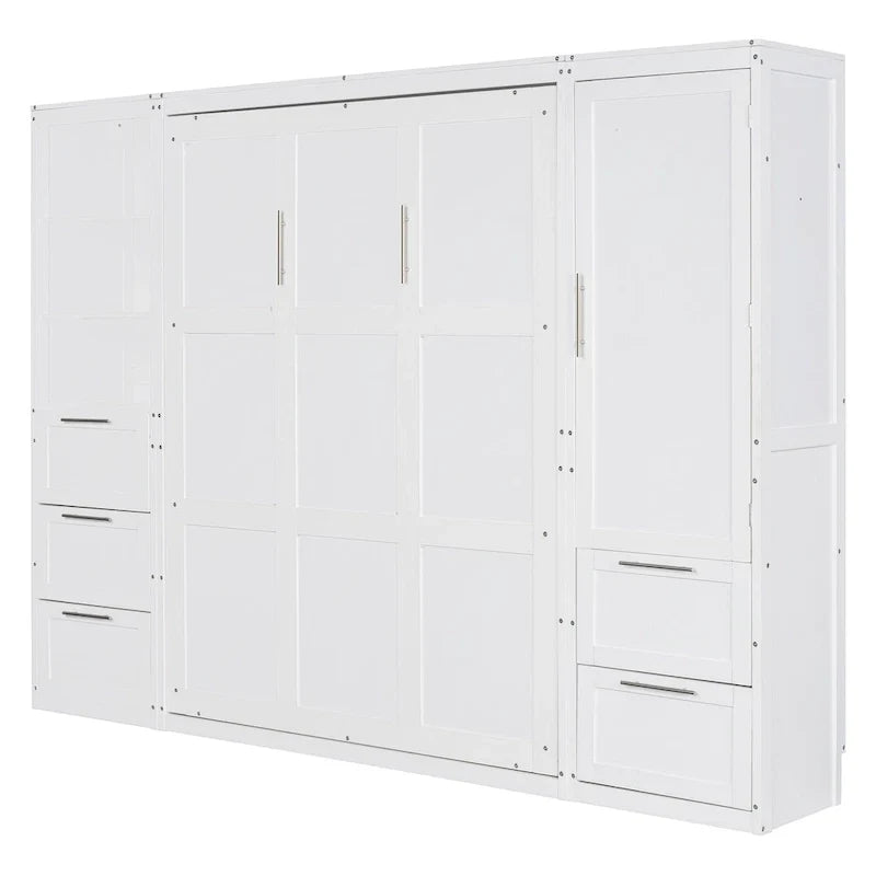 Lit escamotable Queen moderne avec placard et tiroirs