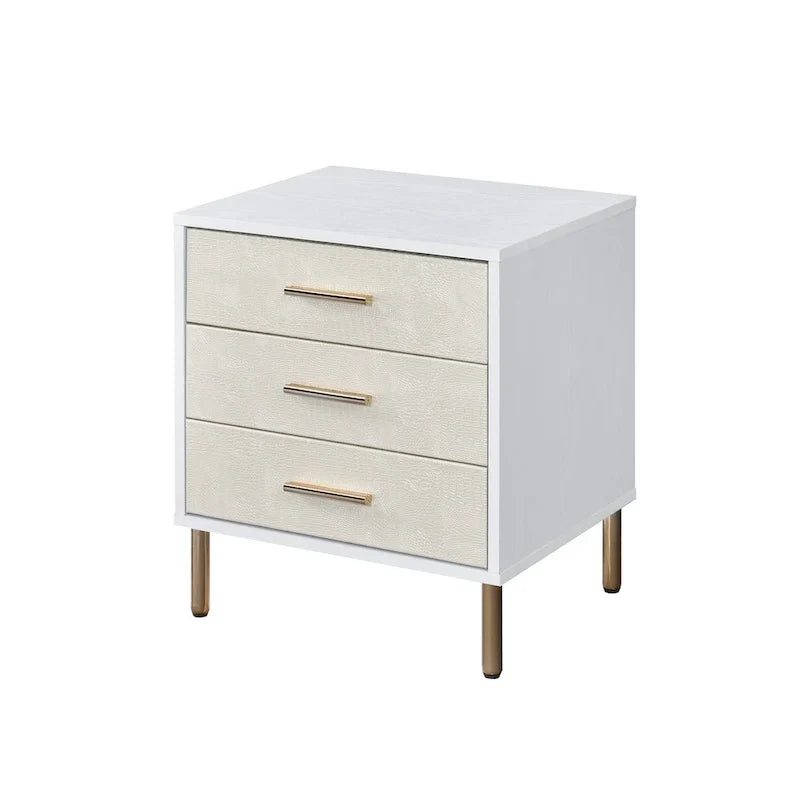 Commode à 3 tiroirs en bois massif, armoire de rangement avec poignée en bois massif pour chambre à coucher, salon