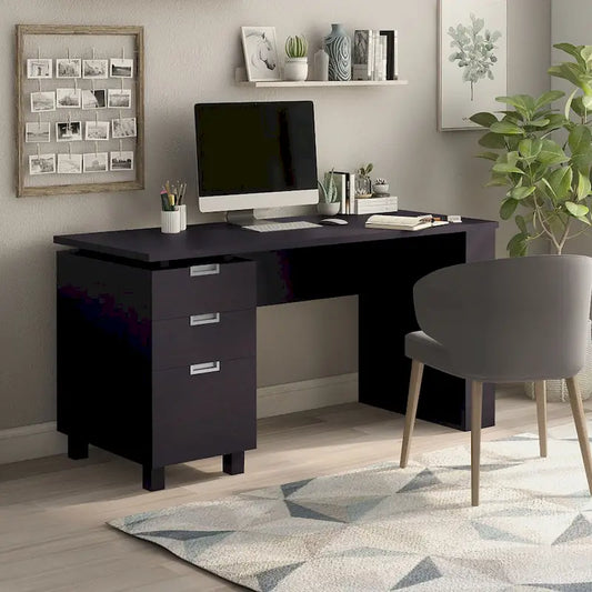 Bureau informatique Morr Modern Espresso de 59 pouces en bois avec 2 tiroirs par Furniture of America