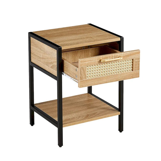 Table de chevet en rotin avec tiroir (Lot de 2)