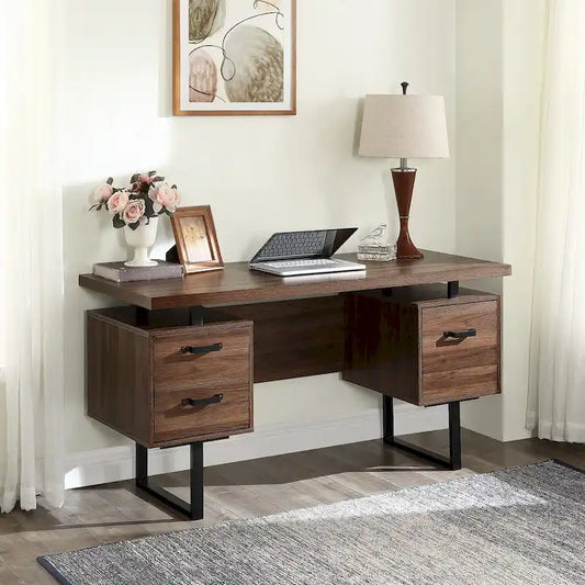 Bureau d'ordinateur à domicile avec tiroirs 150 cm