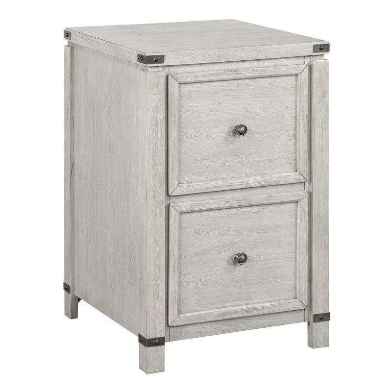 Meuble de classement à deux tiroirs OS Home & Office Furniture en placage de bois de chêne couleur champagne
