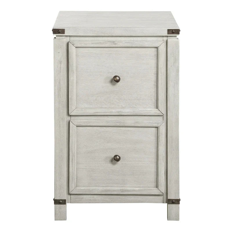 Meuble de classement à deux tiroirs OS Home & Office Furniture en placage de bois de chêne couleur champagne