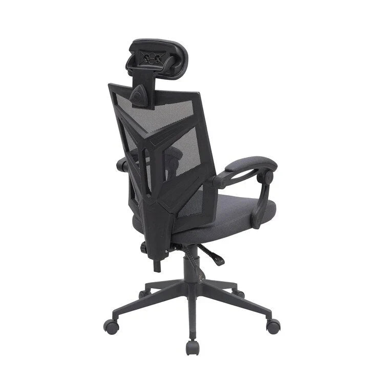 Chaise de bureau réglable avec appui-tête Fauteuil de bureau ergonomique en maille à dossier haut avec support lombaire et roulettes