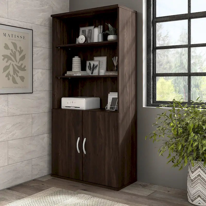 Bibliothèque hybride 5 étagères avec portes de Bush Business Furniture