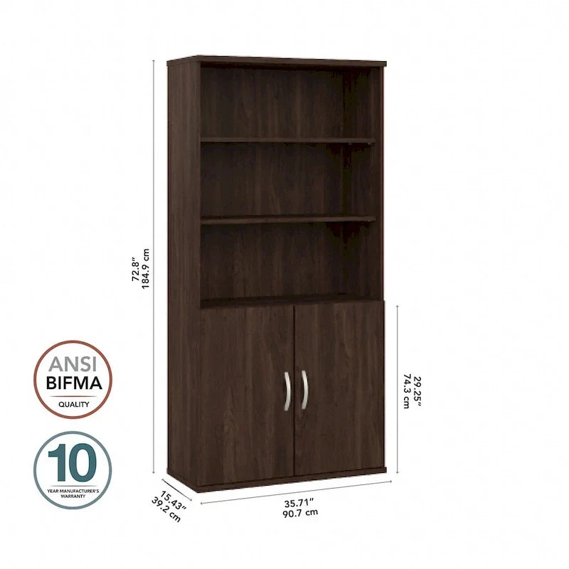 Bibliothèque hybride 5 étagères avec portes de Bush Business Furniture