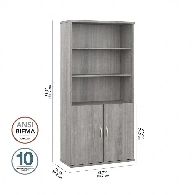 Bibliothèque hybride 5 étagères avec portes de Bush Business Furniture