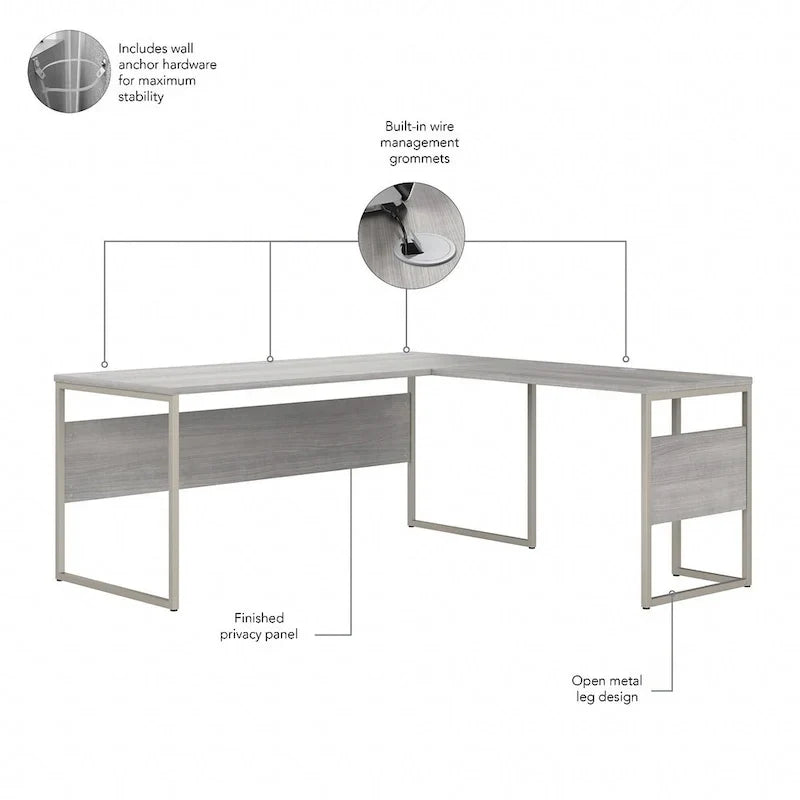 Bureau en L Hybrid de 72 po L x 30 po P de Bush Business Furniture