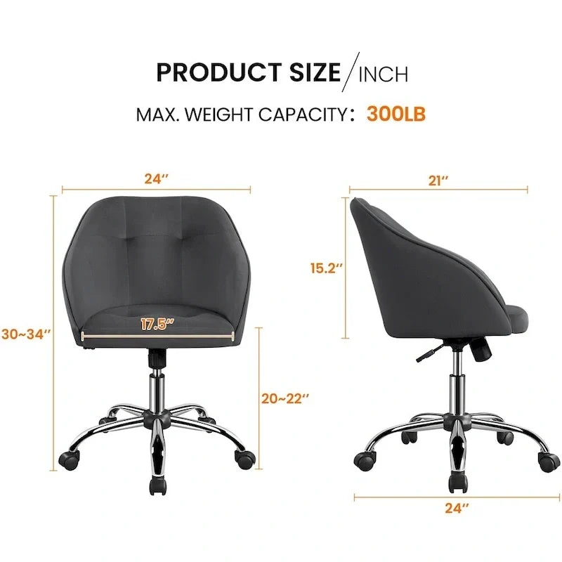 Chaise de bureau Yaheetech pour la maison, réglable en hauteur, pivotante à 360°