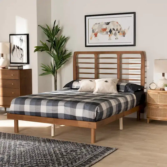 Lit plateforme en bois Petra, style moderne du milieu du siècle