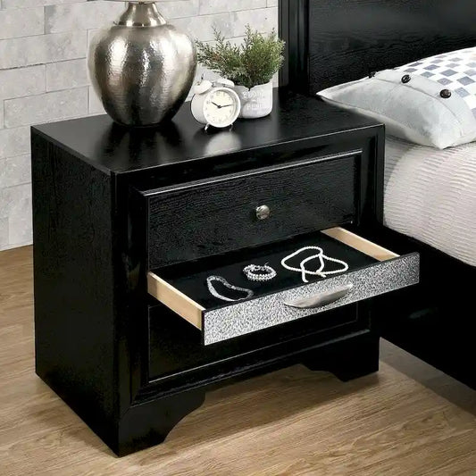 Ensemble table de chevet et commode 2 pièces Balistrieri Contemporary Noir par Silver Orchid