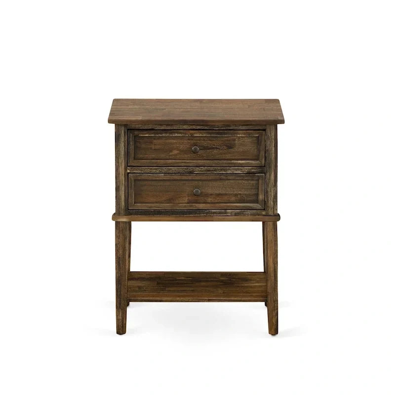 East West Furniture Ensemble de lit Queen Size – Cadre de lit marron avec tête de lit et petite table de chevet – Pieds finition noire (options de table d'appoint)