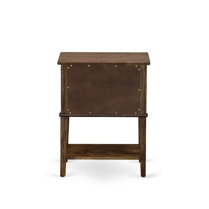 East West Furniture Ensemble de lit Queen Size – Cadre de lit marron avec tête de lit et petite table de chevet – Pieds finition noire (options de table d'appoint)