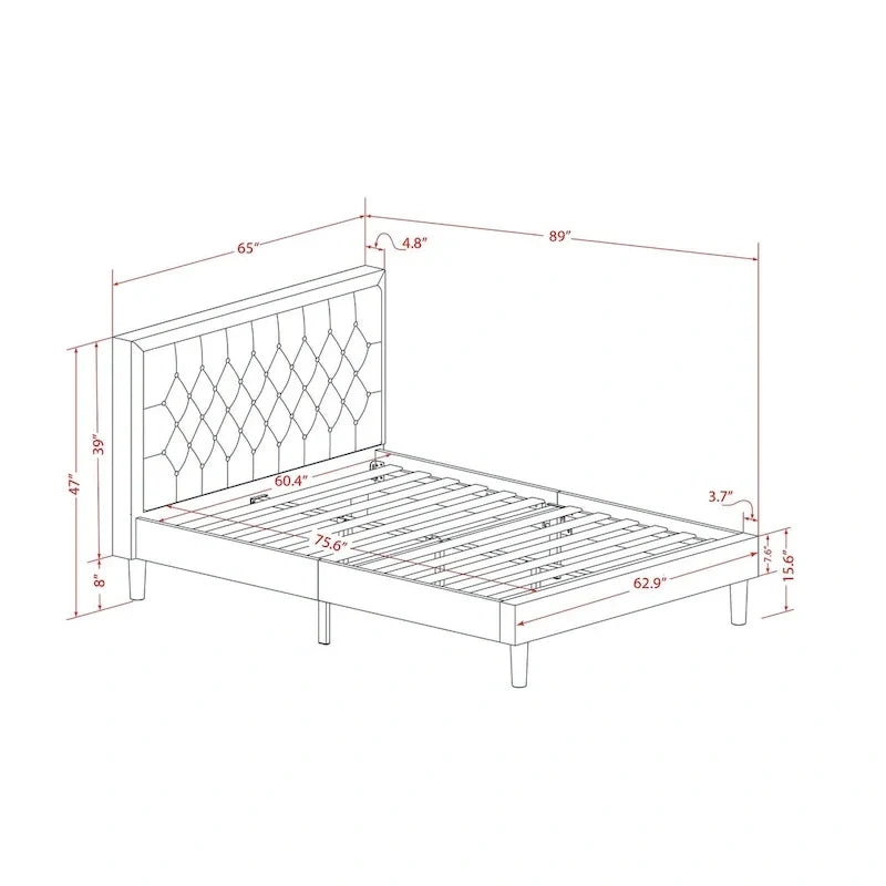 East West Furniture Ensemble de lit Queen Size – Cadre de lit marron avec tête de lit et petite table de chevet – Pieds finition noire (options de table d'appoint)