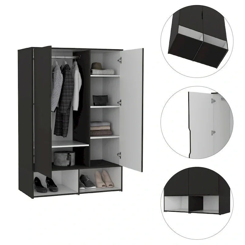 Armoire double rose FM Furniture avec tringle