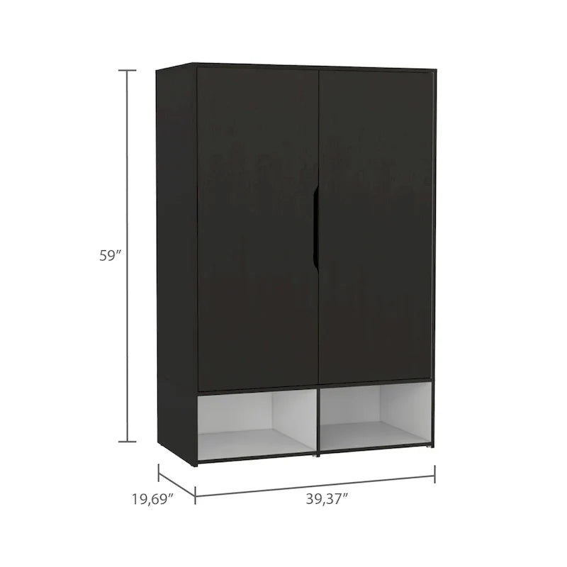Armoire double rose FM Furniture avec tringle
