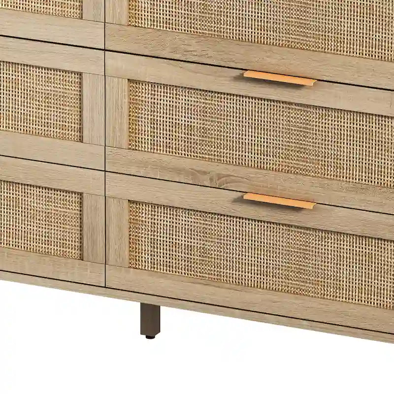 51.186-Commode de rangement en rotin à tiroirs