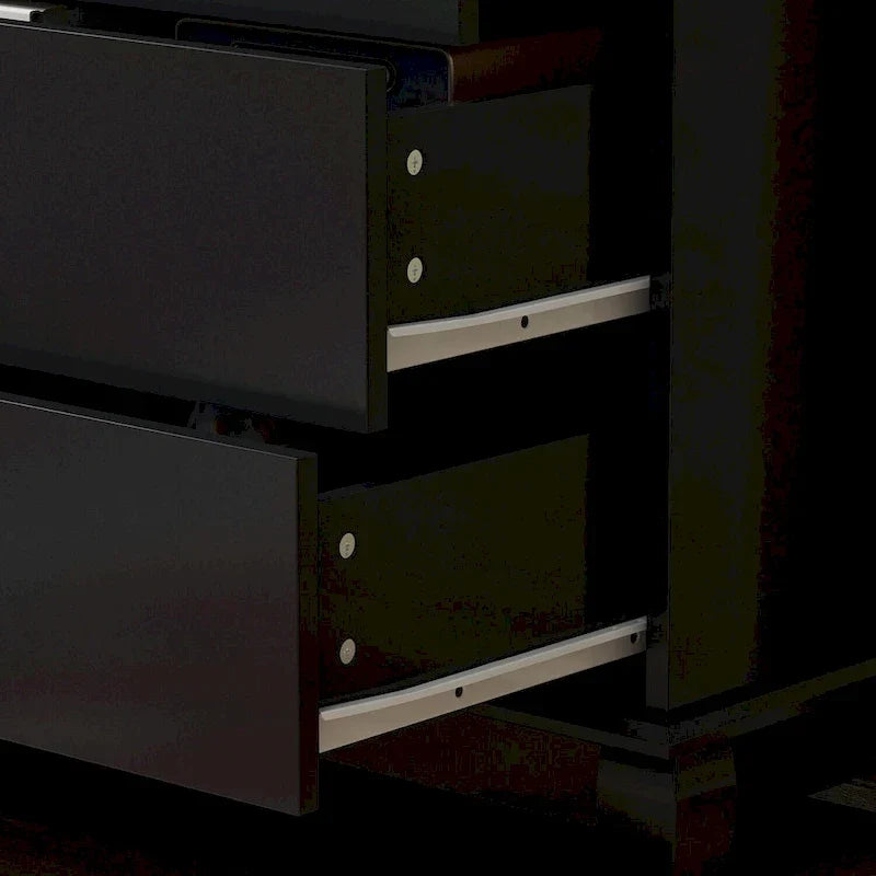 Commode laquée 55.1 po (140 cm) de largeur, coffre de rangement, commode de chambre à coucher