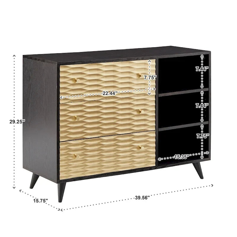 Commode d'appoint à 3 tiroirs deux tons Icarus par iNSPIRE Q Bold