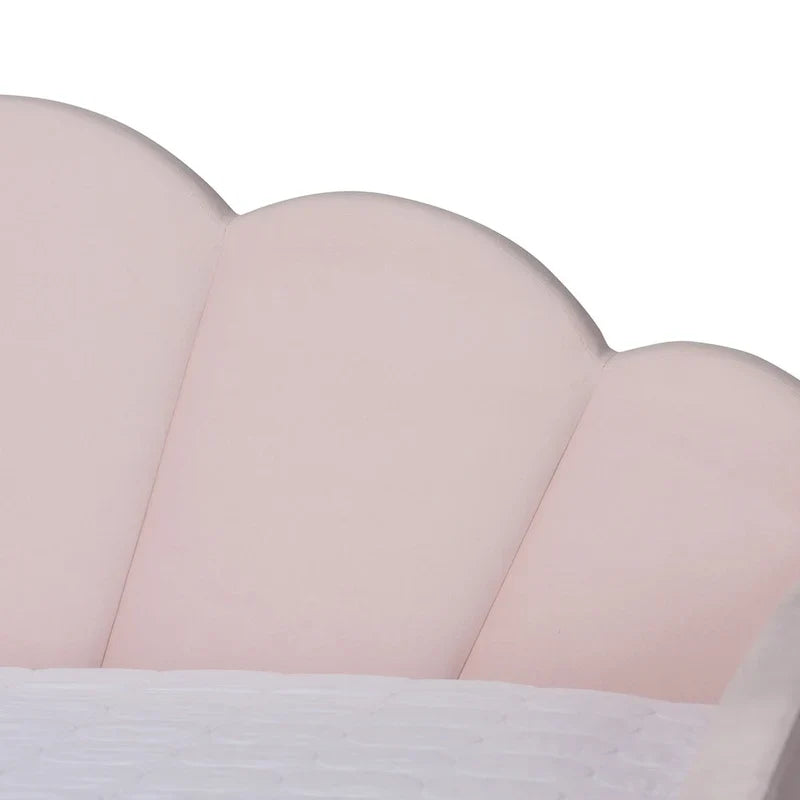 Lit de repos gigogne Queen Size Timila en velours rose clair de style moderne et contemporain
