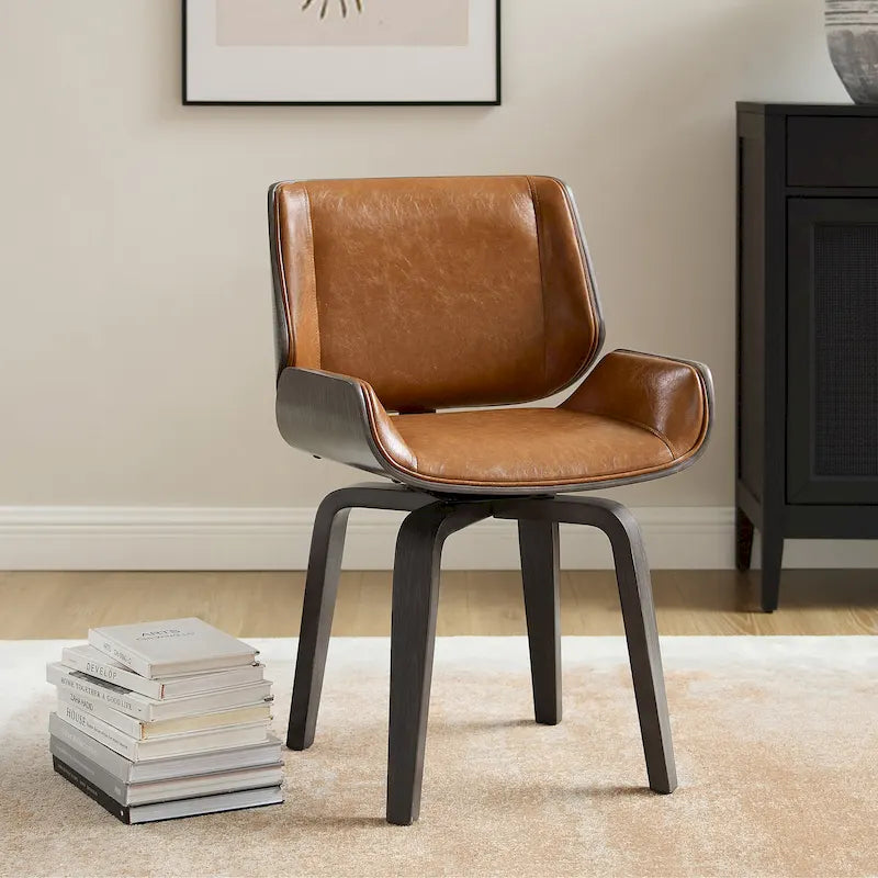 Fauteuil pivotant de style moderne du milieu du siècle Art Leon