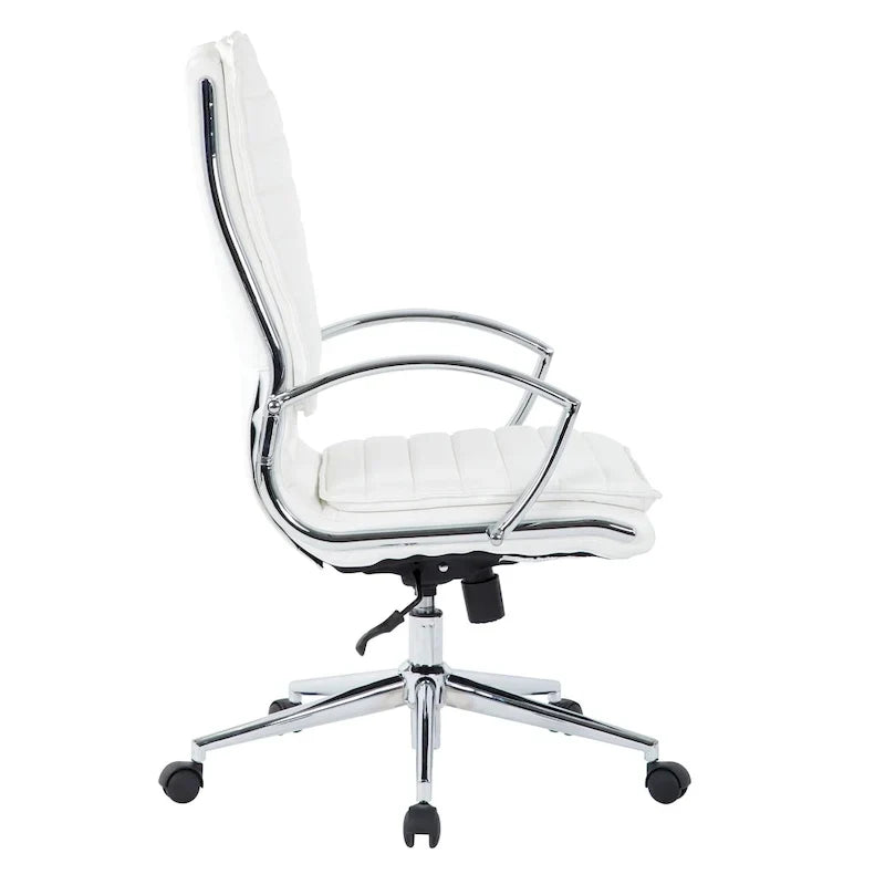 Fauteuil de direction professionnel à dossier haut en similicuir avec piètement chromé et accoudoirs amovibles