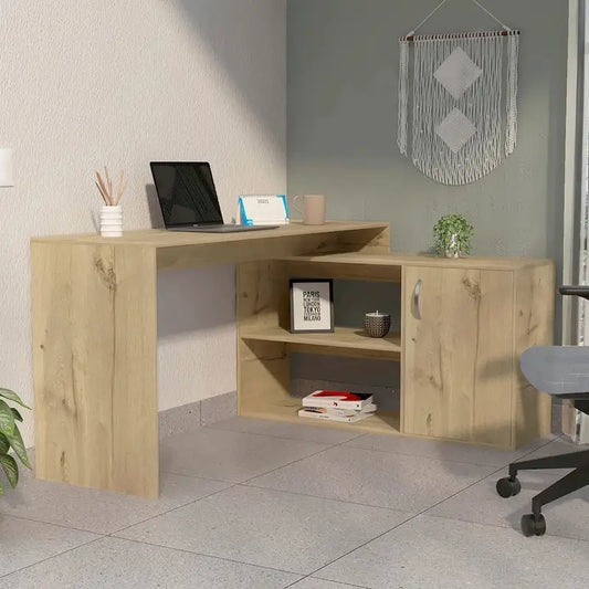 Bureau d'angle avec deux étagères et une armoire à porte unique FM Furniture Dallas