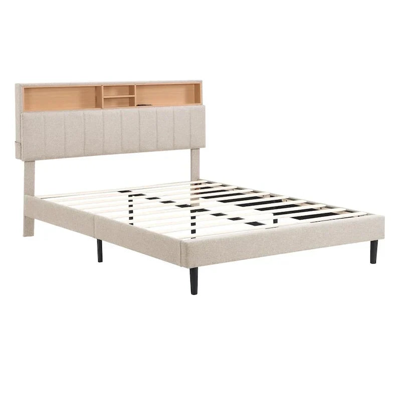 Lit plateforme rembourré Queen size