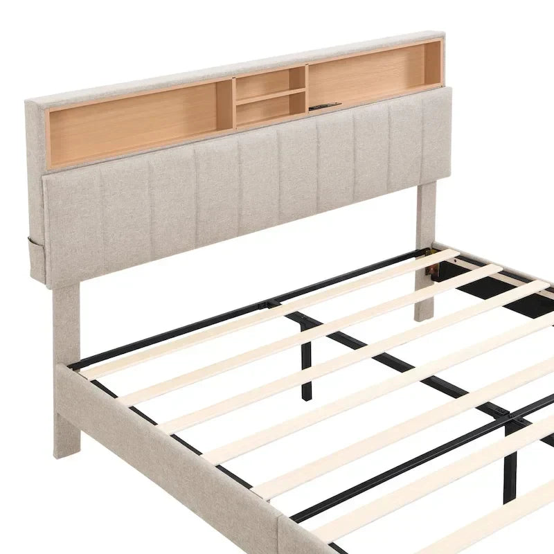 Lit plateforme rembourré Queen size