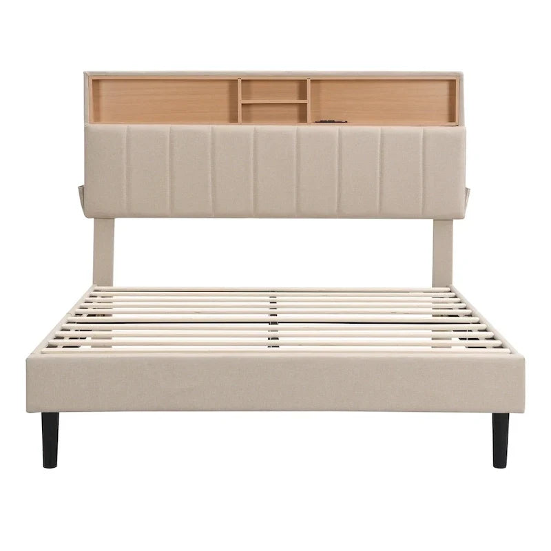 Lit plateforme rembourré Queen size