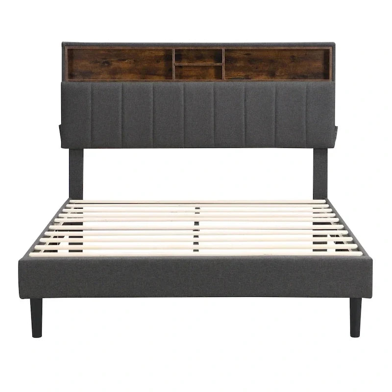 Lit plateforme rembourré Queen size