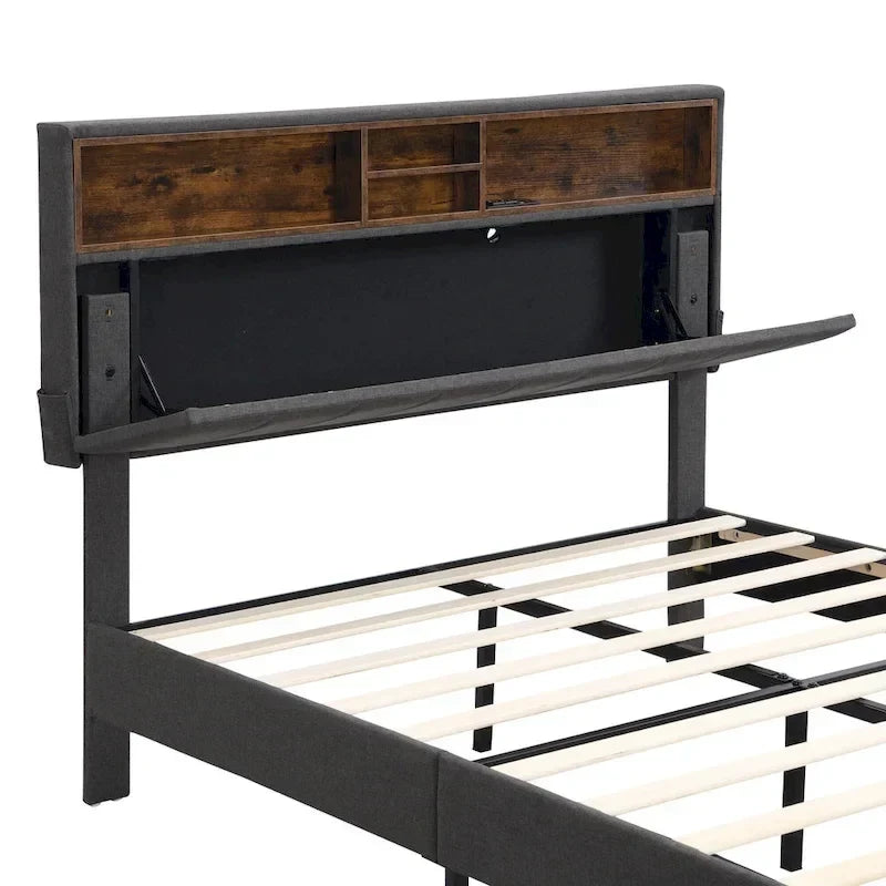 Lit plateforme rembourré Queen size