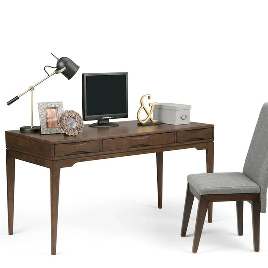 WYNDENHALL Pearson Bureau d'écriture professionnel en bois massif de 152 cm de large, style moderne du milieu du siècle