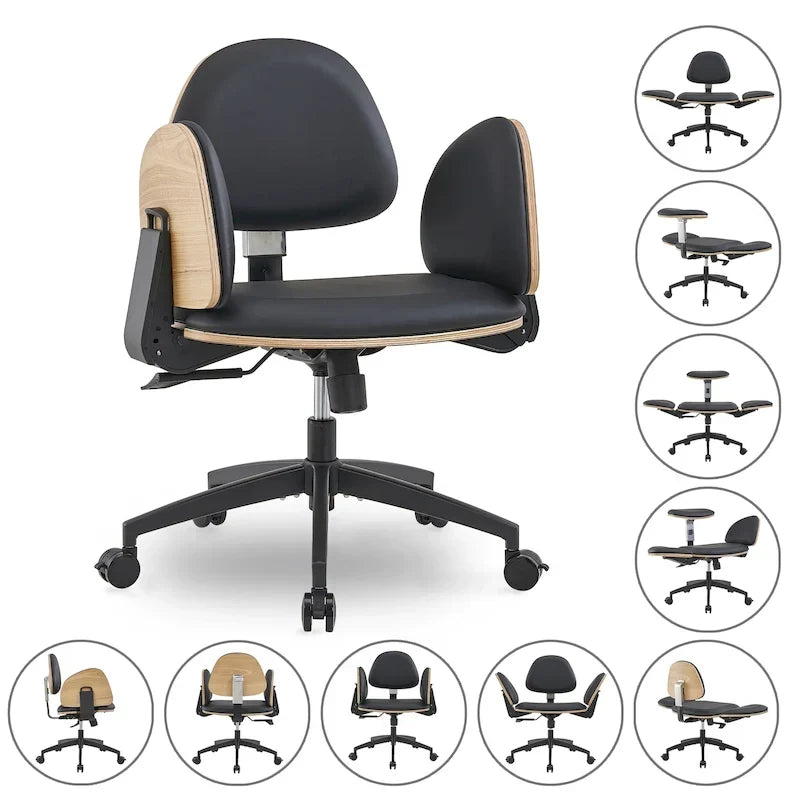 Chaise de méditation ergonomique noire réglable Fauteuil de bureau à domicile multi-positions