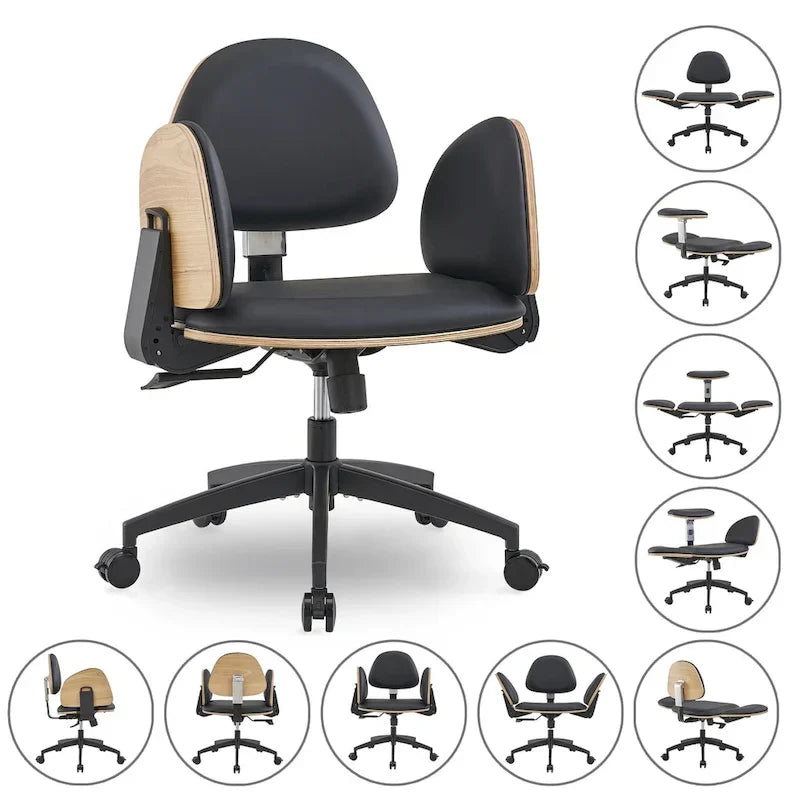 Chaise de méditation ergonomique noire réglable Fauteuil de bureau à domicile multi-positions