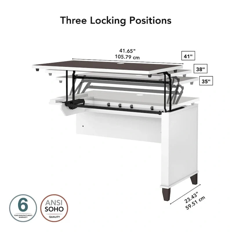 Rallonge de bureau Bush Furniture Somerset 42 po, 3 positions, assis-debout