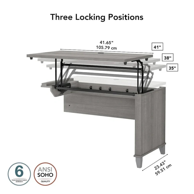 Rallonge de bureau Bush Furniture Somerset 42 po, 3 positions, assis-debout