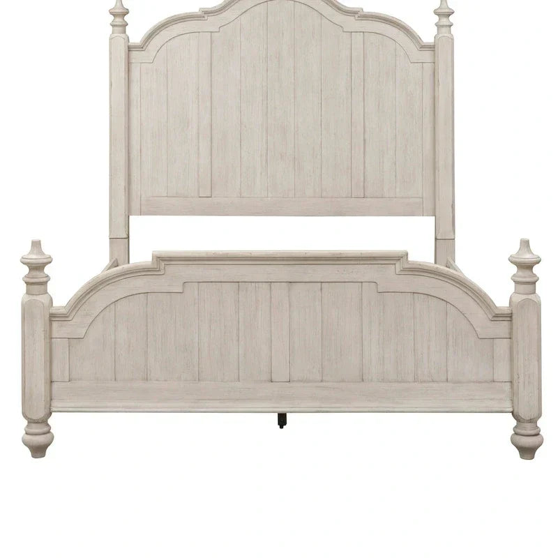 Lit à baldaquin king Farmhouse Reimagined Antique White and Chestnut