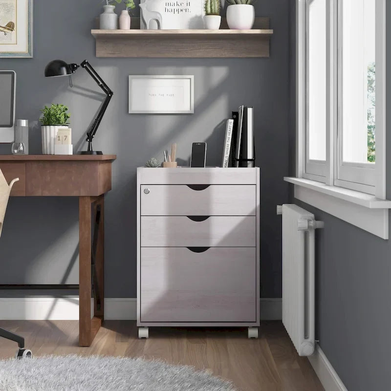 Jolene – Meuble de classement contemporain mobile et verrouillable à 3 tiroirs par Furniture of America