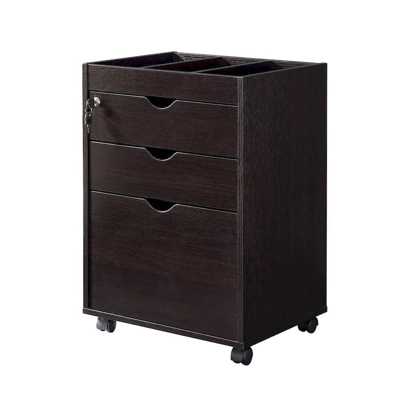 Jolene – Meuble de classement contemporain mobile et verrouillable à 3 tiroirs par Furniture of America