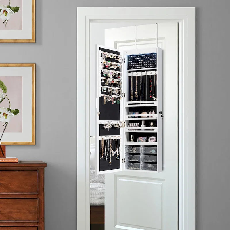 Miroir-armoire à bijoux LED mural ou à suspendre à la porte