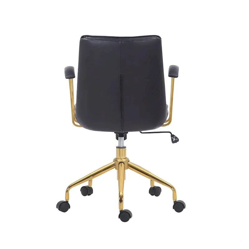 Porthos Home Tilly, chaise de bureau, cuir PU, piétement à roulettes en chrome doré
